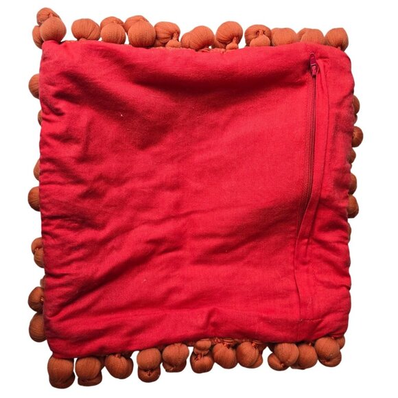 Handmade Decorative Throw Pillow Cover Pom-Pom Edges - 16"x16" - Bungalow Design - Picture 2 of 4